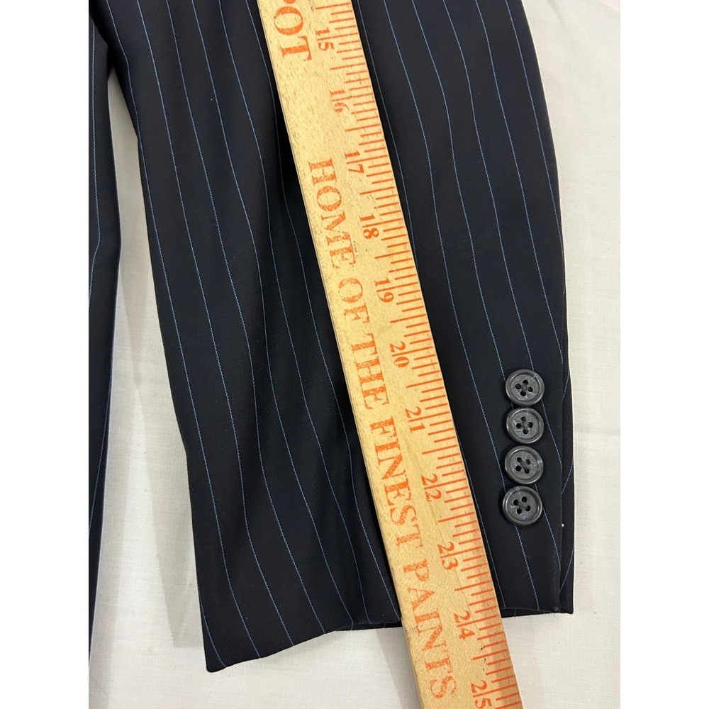 Nick Lopez Navy Blue Wool Pinstripe Pleated 2-Bt Suit Size 44R - Picture 13 of 16